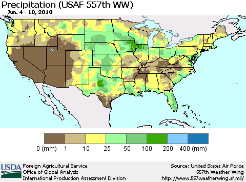 United States Precipitation (USAF 557th WW) Thematic Map For 6/4/2018 - 6/10/2018