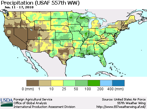 United States Precipitation (USAF 557th WW) Thematic Map For 6/11/2018 - 6/17/2018