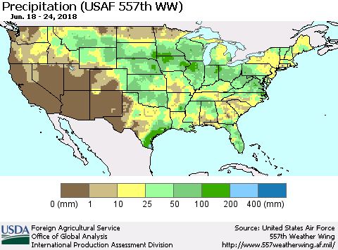 United States Precipitation (USAF 557th WW) Thematic Map For 6/18/2018 - 6/24/2018