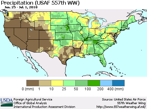 United States Precipitation (USAF 557th WW) Thematic Map For 6/25/2018 - 7/1/2018