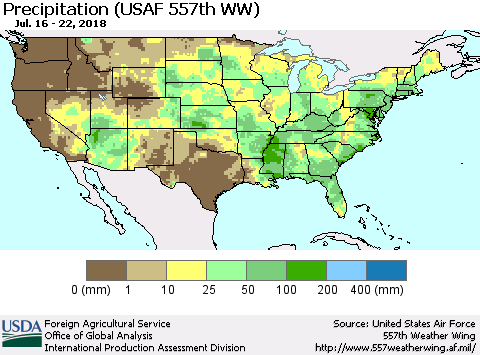 United States Precipitation (USAF 557th WW) Thematic Map For 7/16/2018 - 7/22/2018