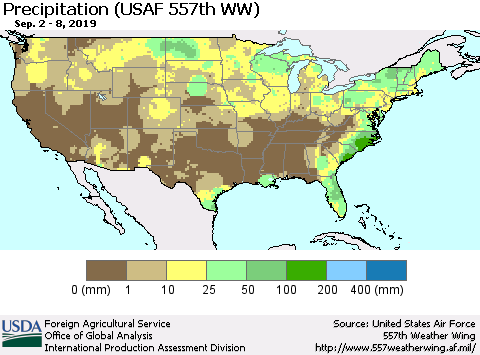 United States Precipitation (USAF 557th WW) Thematic Map For 9/2/2019 - 9/8/2019