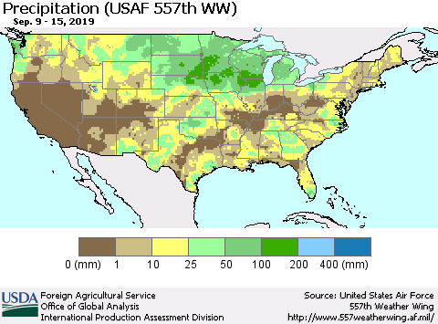 United States Precipitation (USAF 557th WW) Thematic Map For 9/9/2019 - 9/15/2019