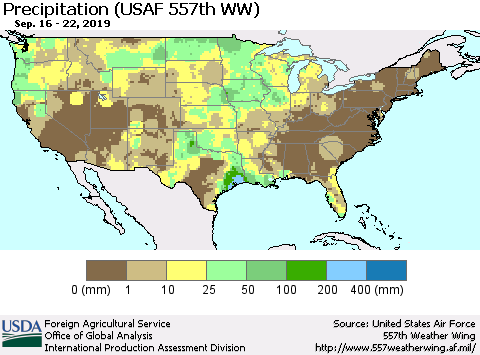 United States Precipitation (USAF 557th WW) Thematic Map For 9/16/2019 - 9/22/2019