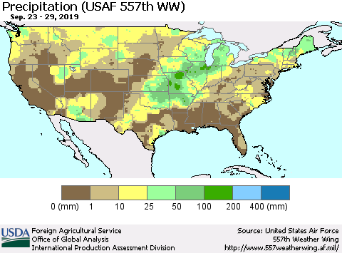 United States Precipitation (USAF 557th WW) Thematic Map For 9/23/2019 - 9/29/2019