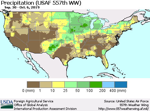 United States Precipitation (USAF 557th WW) Thematic Map For 9/30/2019 - 10/6/2019
