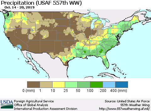 United States Precipitation (USAF 557th WW) Thematic Map For 10/14/2019 - 10/20/2019