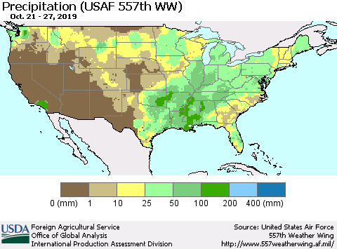 United States Precipitation (USAF 557th WW) Thematic Map For 10/21/2019 - 10/27/2019