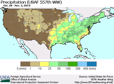 United States Precipitation (USAF 557th WW) Thematic Map For 10/28/2019 - 11/3/2019