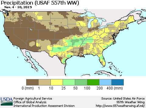 United States Precipitation (USAF 557th WW) Thematic Map For 11/4/2019 - 11/10/2019
