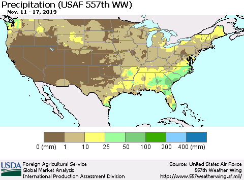 United States Precipitation (USAF 557th WW) Thematic Map For 11/11/2019 - 11/17/2019