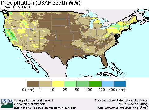 United States Precipitation (USAF 557th WW) Thematic Map For 12/2/2019 - 12/8/2019