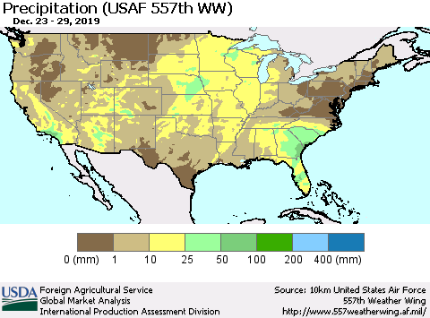 United States Precipitation (USAF 557th WW) Thematic Map For 12/23/2019 - 12/29/2019
