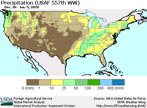 United States Precipitation (USAF 557th WW) Thematic Map For 12/30/2019 - 1/5/2020