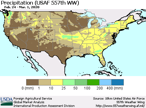 United States Precipitation (USAF 557th WW) Thematic Map For 2/24/2020 - 3/1/2020