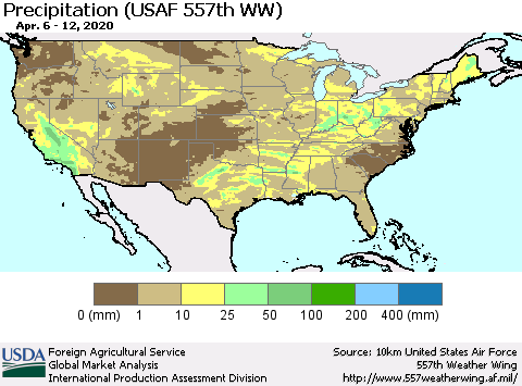United States Precipitation (USAF 557th WW) Thematic Map For 4/6/2020 - 4/12/2020