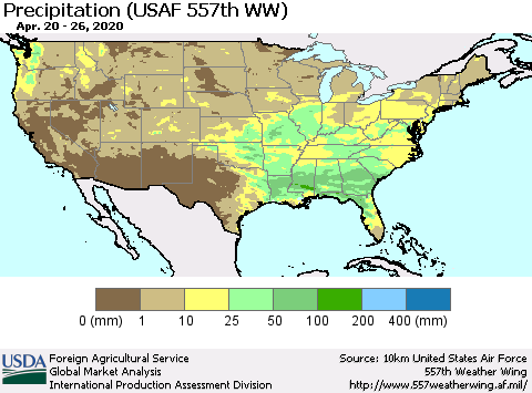 United States Precipitation (USAF 557th WW) Thematic Map For 4/20/2020 - 4/26/2020