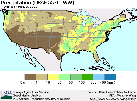 United States Precipitation (USAF 557th WW) Thematic Map For 4/27/2020 - 5/3/2020