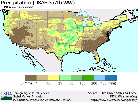United States Precipitation (USAF 557th WW) Thematic Map For 5/11/2020 - 5/17/2020