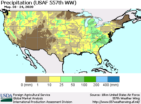 United States Precipitation (USAF 557th WW) Thematic Map For 5/18/2020 - 5/24/2020