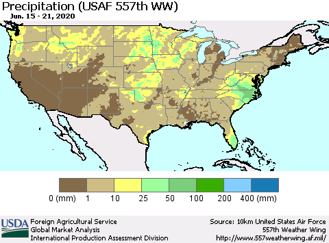 United States Precipitation (USAF 557th WW) Thematic Map For 6/15/2020 - 6/21/2020