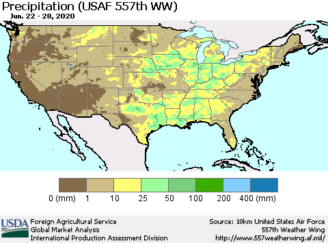 United States Precipitation (USAF 557th WW) Thematic Map For 6/22/2020 - 6/28/2020