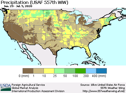 United States Precipitation (USAF 557th WW) Thematic Map For 6/29/2020 - 7/5/2020