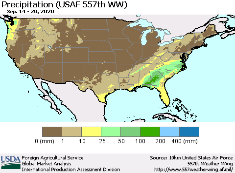United States Precipitation (USAF 557th WW) Thematic Map For 9/14/2020 - 9/20/2020