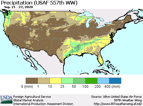 United States Precipitation (USAF 557th WW) Thematic Map For 9/21/2020 - 9/27/2020