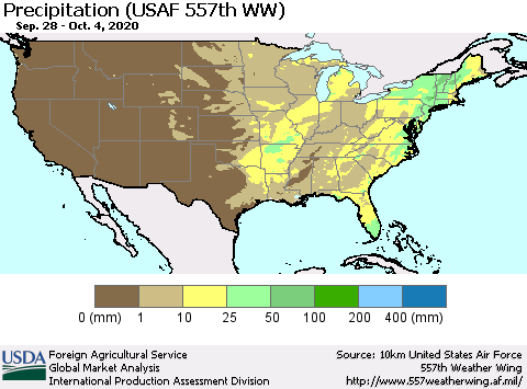 United States Precipitation (USAF 557th WW) Thematic Map For 9/28/2020 - 10/4/2020