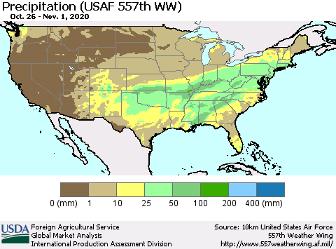 United States Precipitation (USAF 557th WW) Thematic Map For 10/26/2020 - 11/1/2020