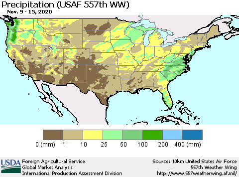 United States Precipitation (USAF 557th WW) Thematic Map For 11/9/2020 - 11/15/2020