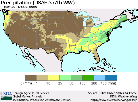 United States Precipitation (USAF 557th WW) Thematic Map For 11/30/2020 - 12/6/2020