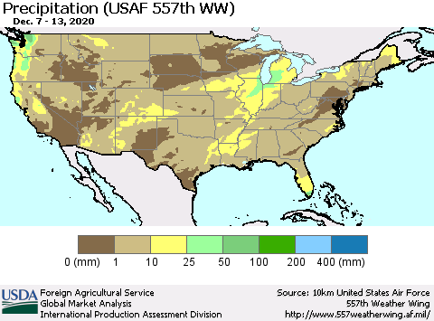 United States Precipitation (USAF 557th WW) Thematic Map For 12/7/2020 - 12/13/2020