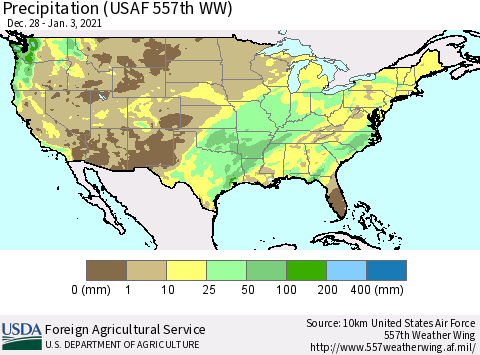 United States Precipitation (USAF 557th WW) Thematic Map For 12/28/2020 - 1/3/2021