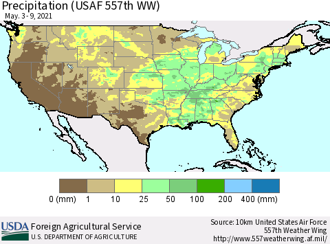 United States Precipitation (USAF 557th WW) Thematic Map For 5/3/2021 - 5/9/2021