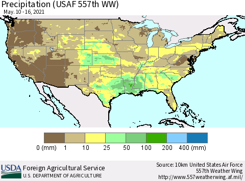 United States Precipitation (USAF 557th WW) Thematic Map For 5/10/2021 - 5/16/2021