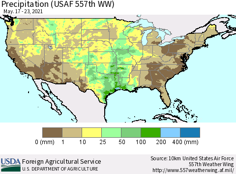 United States Precipitation (USAF 557th WW) Thematic Map For 5/17/2021 - 5/23/2021