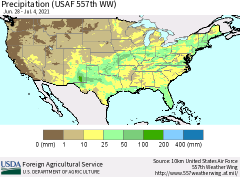 United States Precipitation (USAF 557th WW) Thematic Map For 6/28/2021 - 7/4/2021