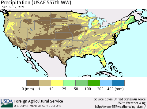 United States Precipitation (USAF 557th WW) Thematic Map For 9/6/2021 - 9/12/2021