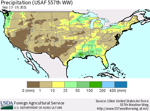 United States Precipitation (USAF 557th WW) Thematic Map For 9/13/2021 - 9/19/2021