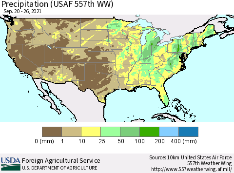 United States Precipitation (USAF 557th WW) Thematic Map For 9/20/2021 - 9/26/2021