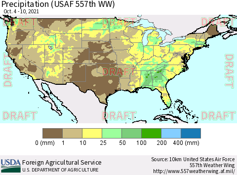 United States Precipitation (USAF 557th WW) Thematic Map For 10/4/2021 - 10/10/2021