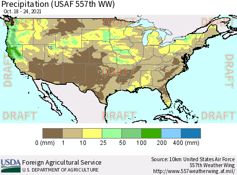 United States Precipitation (USAF 557th WW) Thematic Map For 10/18/2021 - 10/24/2021