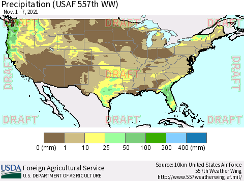 United States Precipitation (USAF 557th WW) Thematic Map For 11/1/2021 - 11/7/2021
