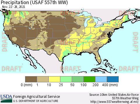 United States Precipitation (USAF 557th WW) Thematic Map For 11/22/2021 - 11/28/2021