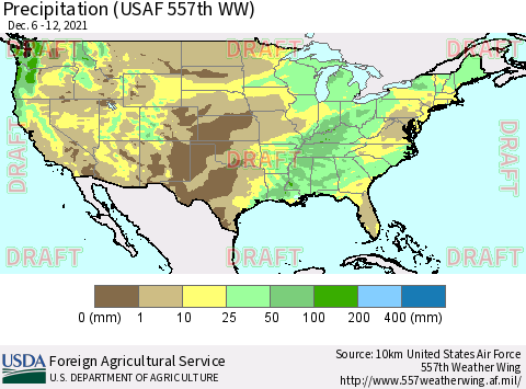 United States Precipitation (USAF 557th WW) Thematic Map For 12/6/2021 - 12/12/2021