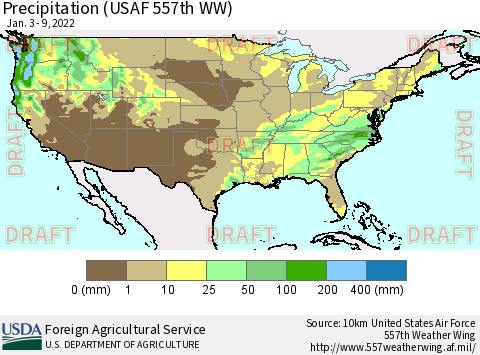United States Precipitation (USAF 557th WW) Thematic Map For 1/3/2022 - 1/9/2022