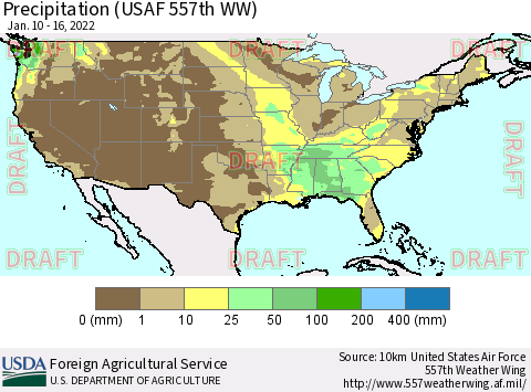 United States Precipitation (USAF 557th WW) Thematic Map For 1/10/2022 - 1/16/2022