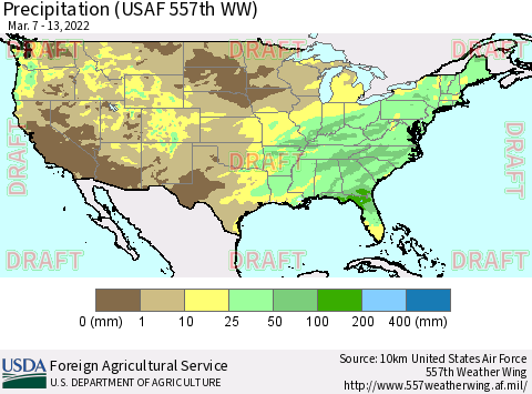 United States Precipitation (USAF 557th WW) Thematic Map For 3/7/2022 - 3/13/2022